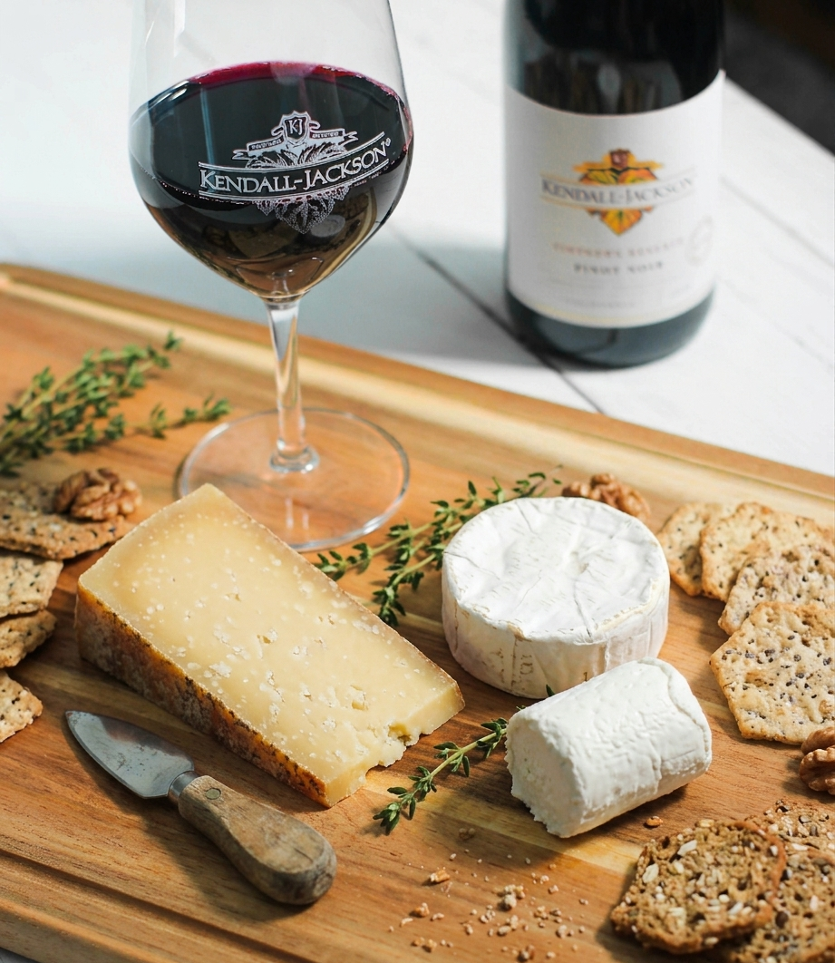 Cheese board with Pinot Noir wine